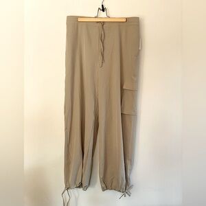 NEW High-Waisted StretchTech Wide-Leg Beige Cargo Pants for Women